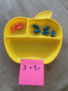 fun math game adding using divided plate