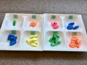 fun math game one to one correspondence using tray