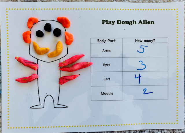 Playdough Alien Maths activity early education zone