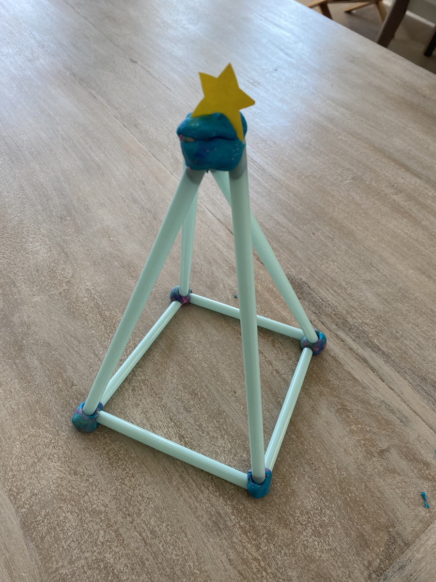 straw playdough Christmas tree STEM