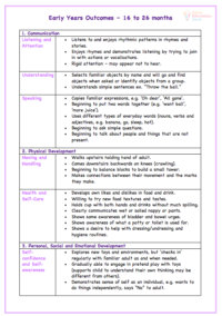 early years outcomes 16 to 26 months