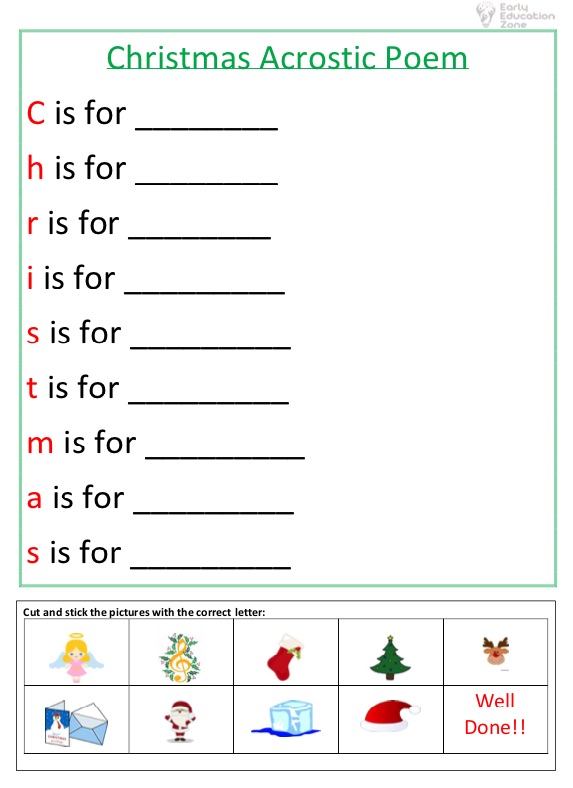 Christmas Acrostic Poems For Kids