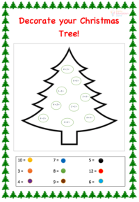 decorate Christmas tree maths worksheet