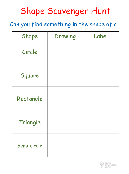 Maths Shape Scavenger Hunt Activity