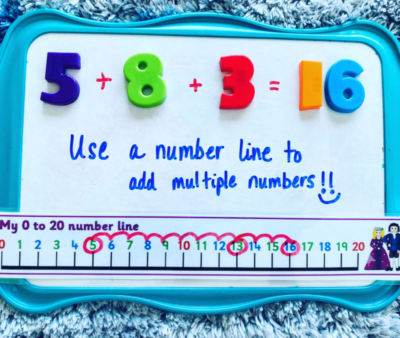 adding 3 numbers using number line