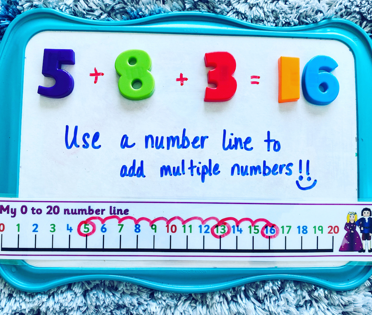 adding 3 numbers using number line