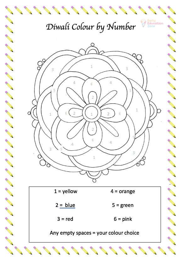 Diwali Colour by Number Free Printable Early Education Zone