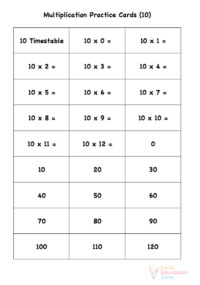 multiplication printable practice cards