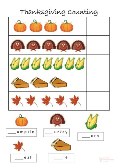 Thanksgiving Counting printable worksheet