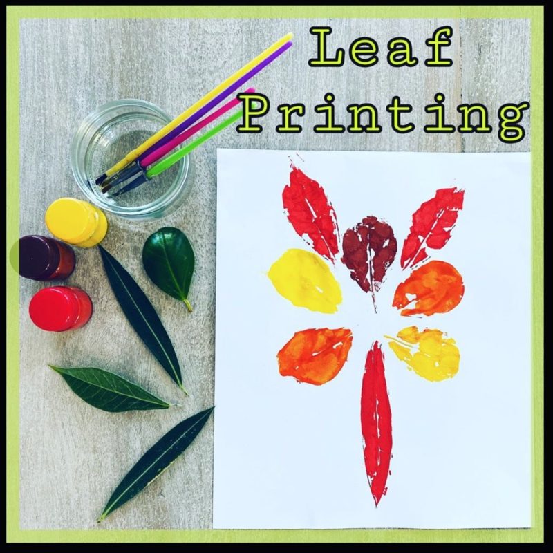 autumn craft leaf printing with paint