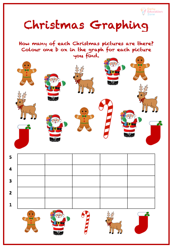 Christmas graphing printable maths worksheet