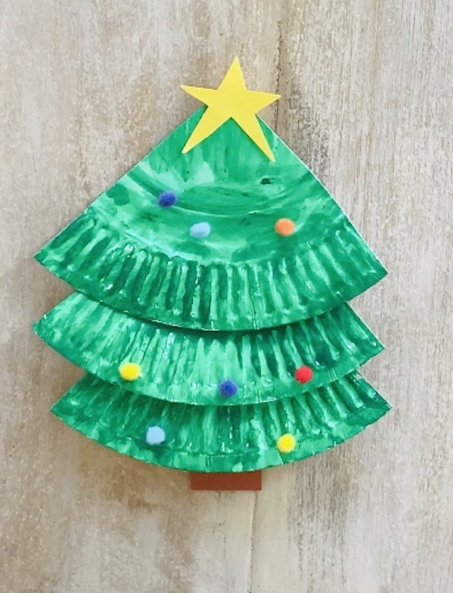 paper plate Christmas tree easy craft for kids