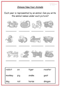 Chinese new years free printable literacy worksheet