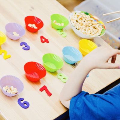 counting with chopsticks and cereal maths activity idea