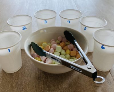 fine motor skills sorting marshmallows hands-on maths activity