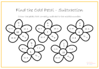 flower subtraction maths printable worksheet example