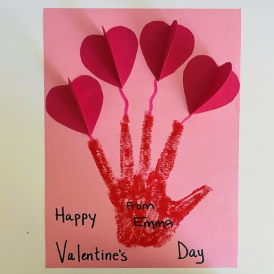 Valentine's day homemade handprint card