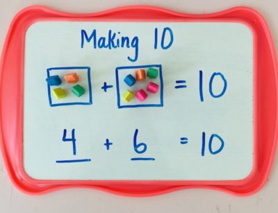 addition to ten whiteboard maths activity idea