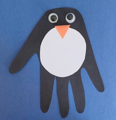 easy handprint penguin winter craft idea for kids