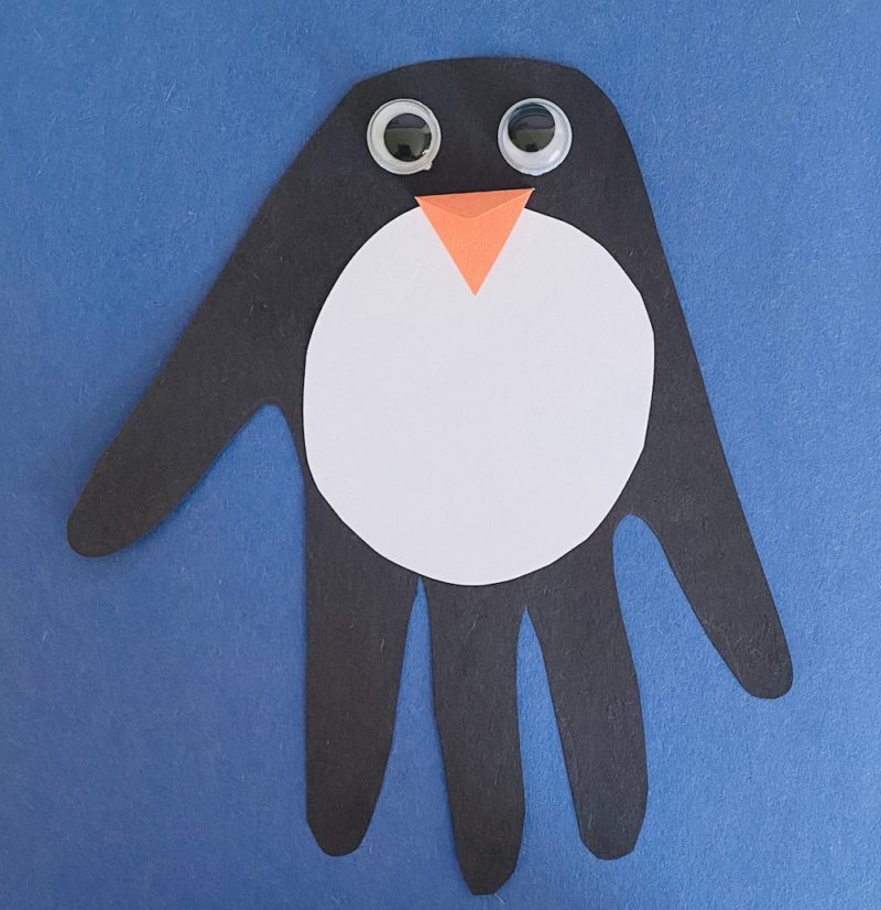 easy handprint penguin winter craft idea for kids