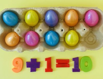 addition to 10 using plastic eggs