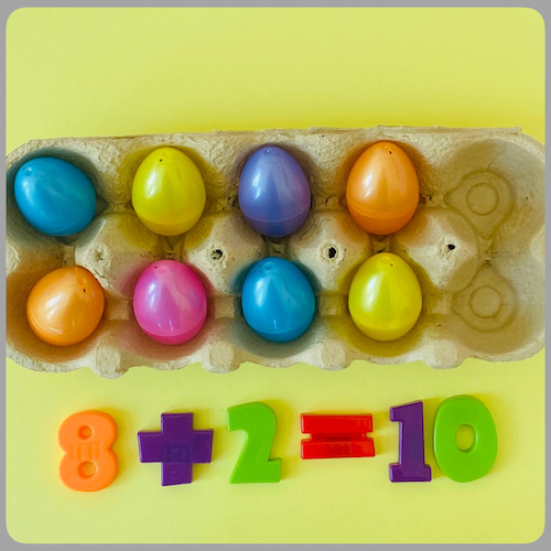egg carton counting to 10 addition activity