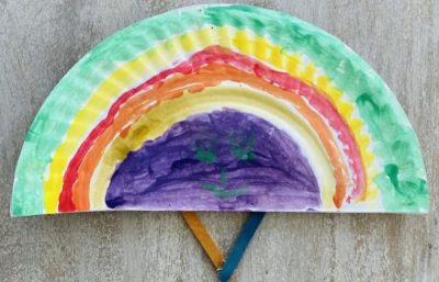 paper plate rainbow fan easy spring craft
