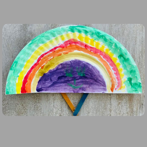 rainbow fan paper plate craft 